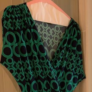 Navy & green cocktail dress